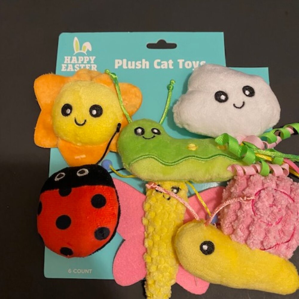 *HAPPY EASTER* Plush Cat Toys 6ct